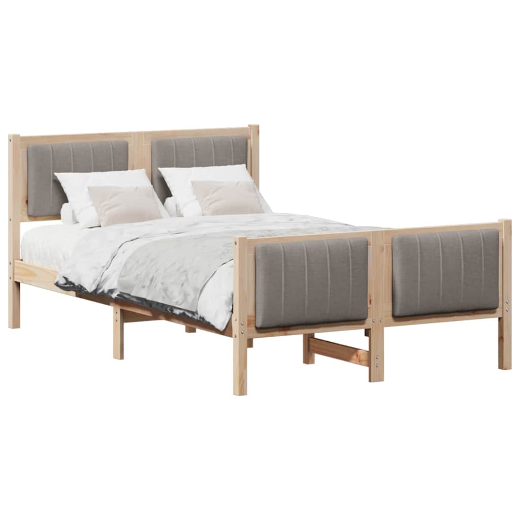 Bed frame Brown and taupe 120 x 200 cm Solid pine wood